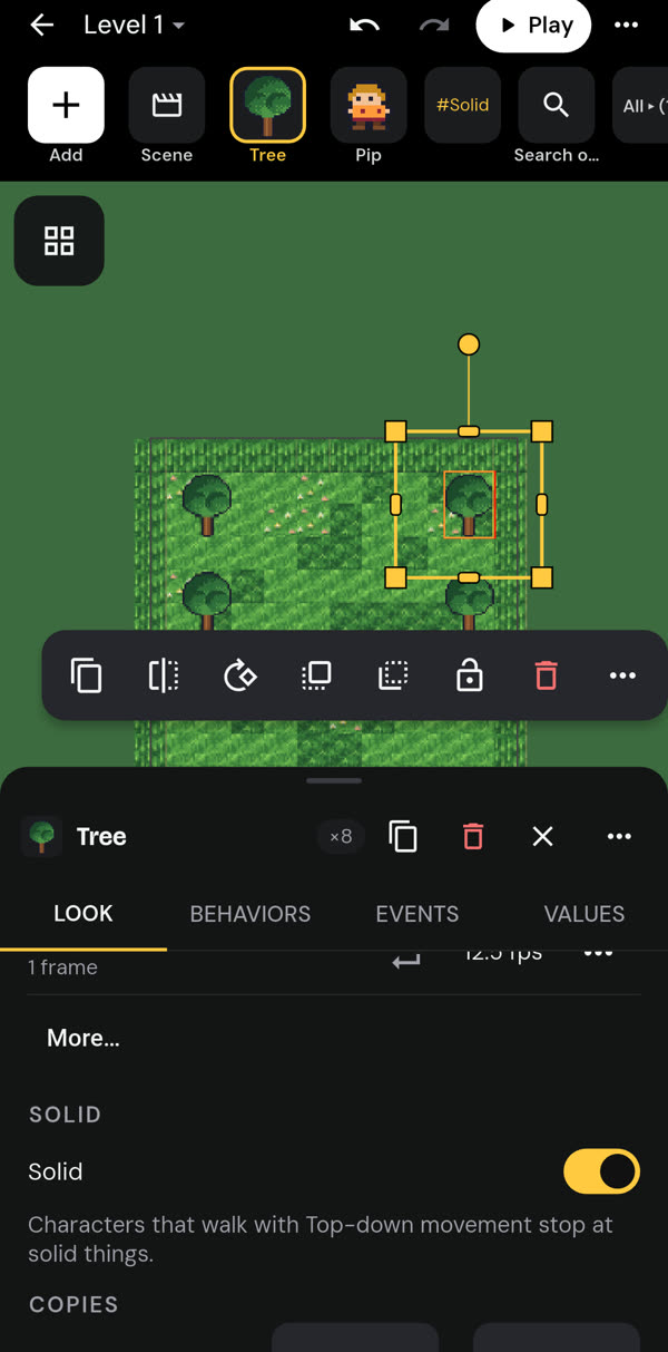 Tree selected with the Solid switch turned on