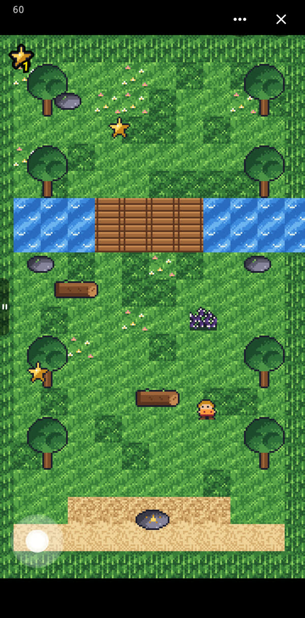 The game running with a star counter in the corner showing 1